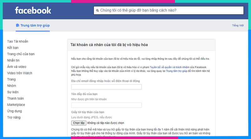 tài khoản facebook bị vô hiệu hóa 30 ngày