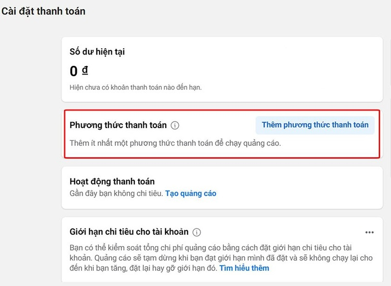 cách thanh toán quảng cáo facebook