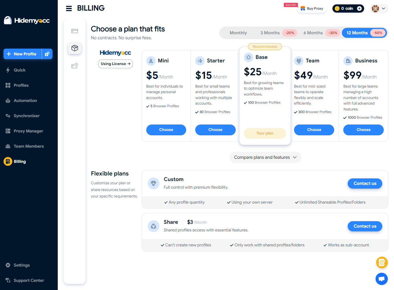 Hidemyacc pricing