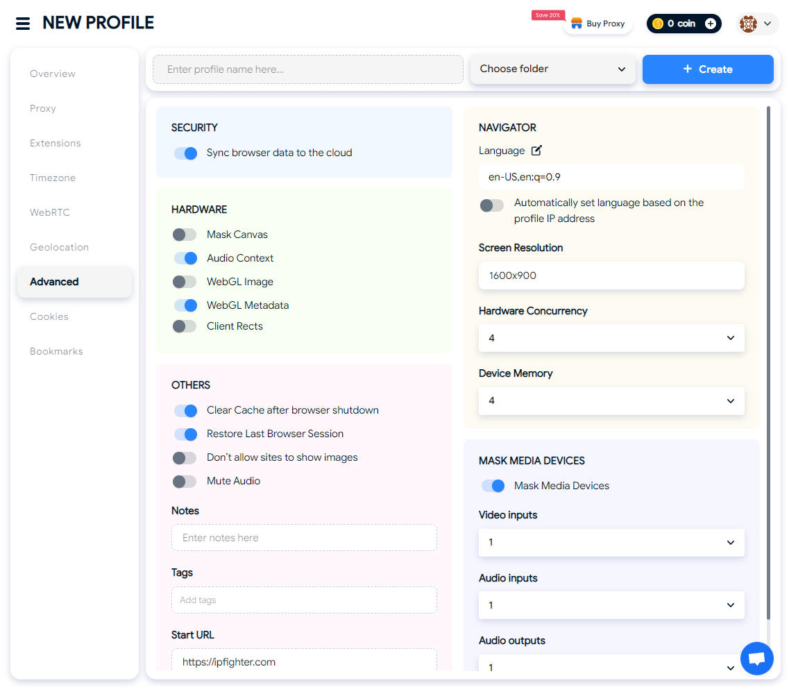Customize parameters on Hidmyacc