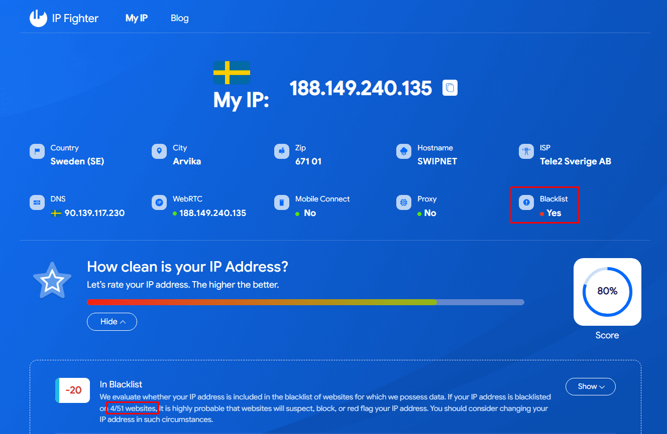 Kiểm tra proxy trên IPFighter