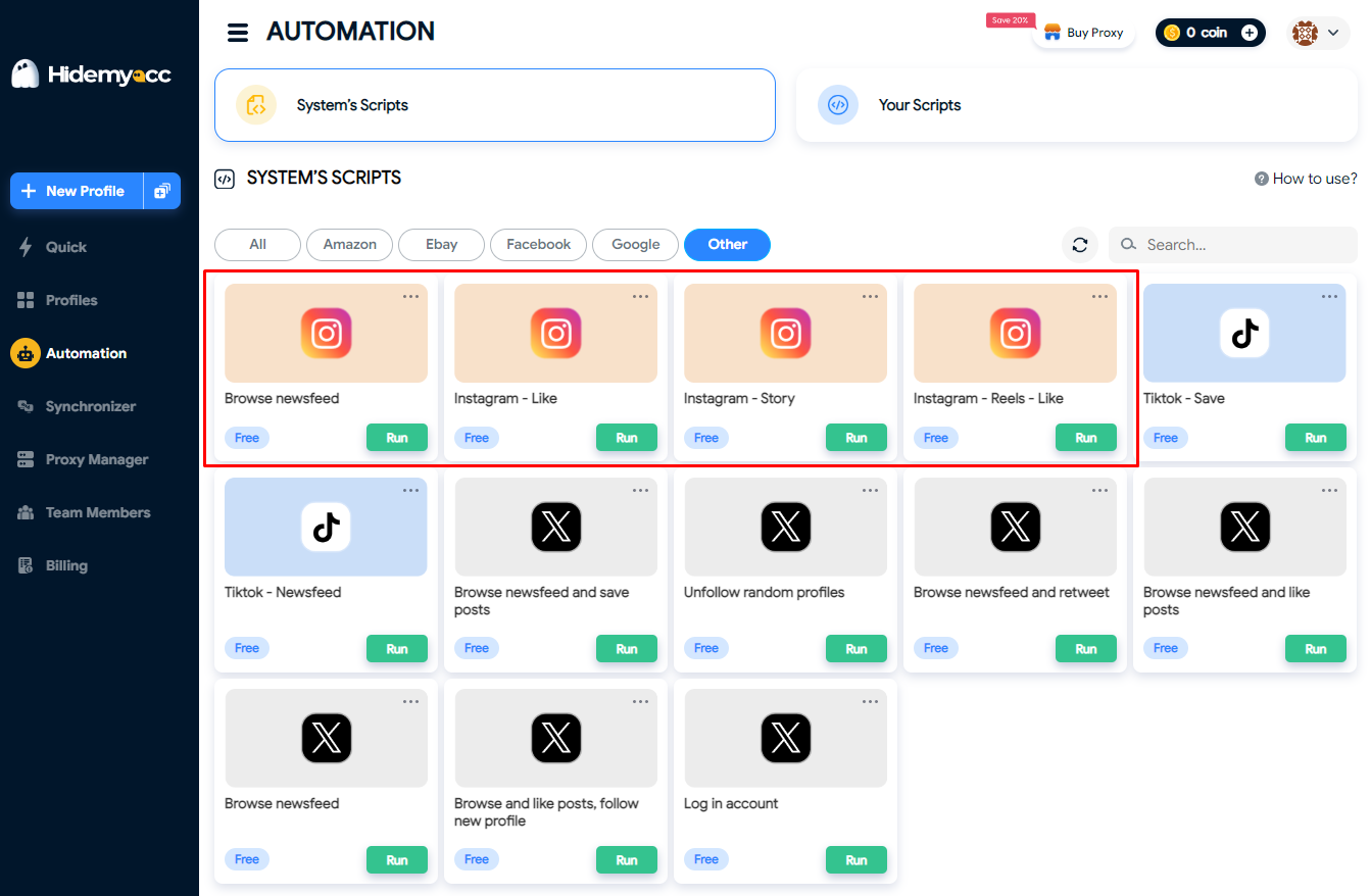 Используйте скрипты Hidemyacc для автоматического заполнения аккаунтов