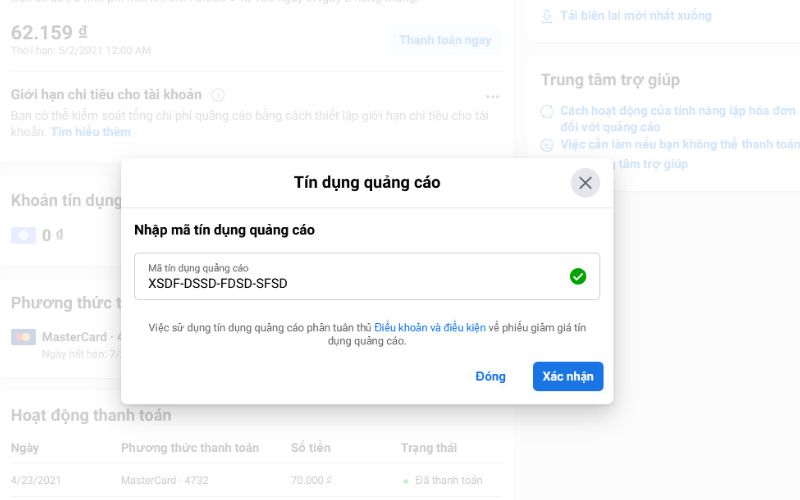 tín dụng quảng cáo facebook là gì