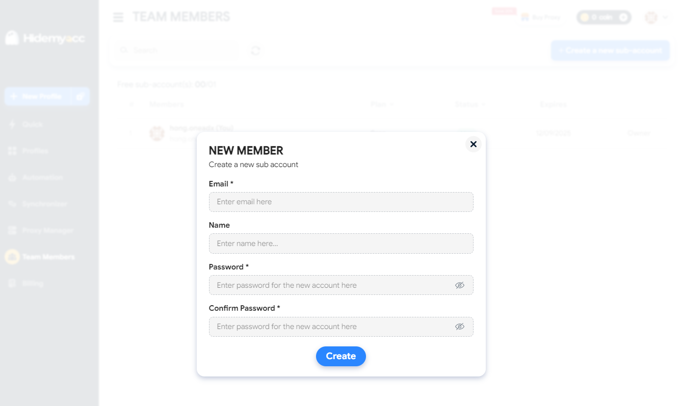 Hidemyacc team member