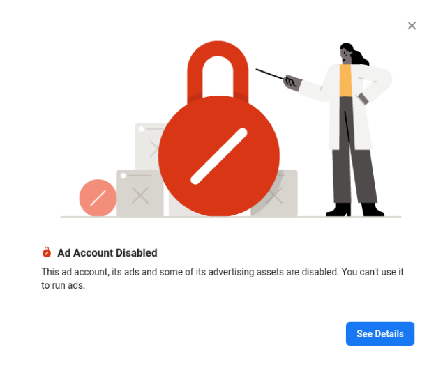 Disabled Facebook ads accounts cannot be used to run ads.