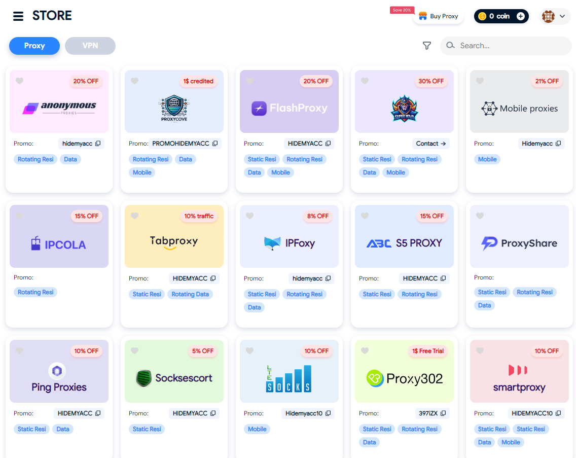 Hidemyacc Proxy Store