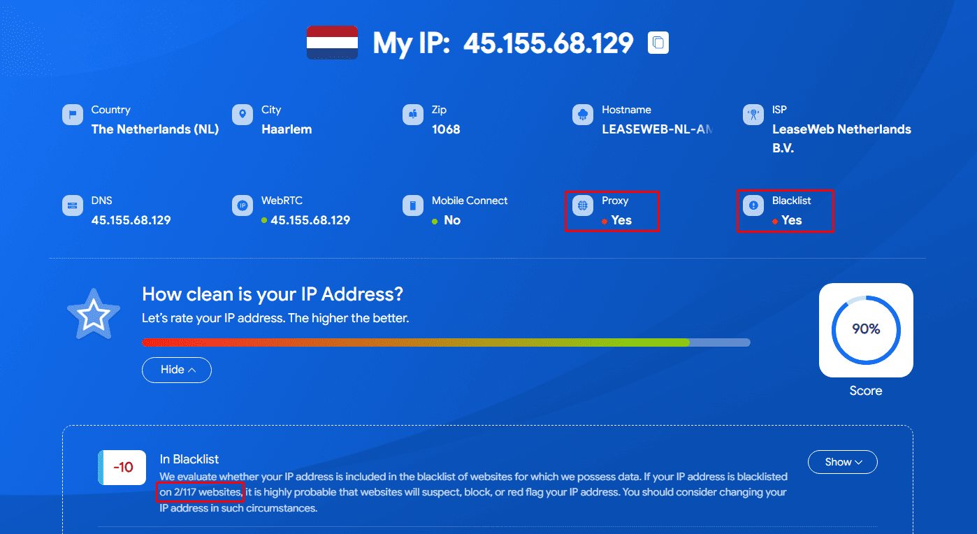 Check proxy trên IPFighter