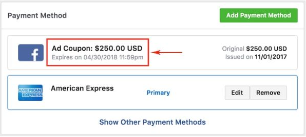 tín dụng quảng cáo facebook