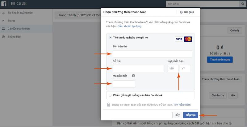 cách thanh toán quảng cáo facebook