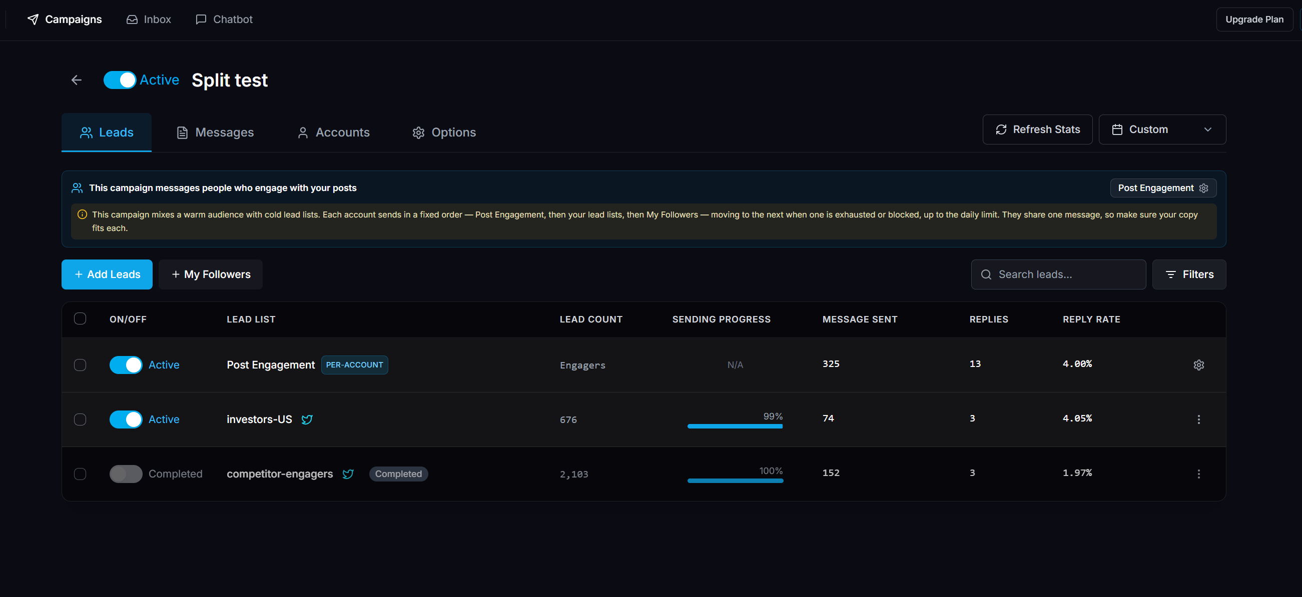 Run campaign on Xreacher