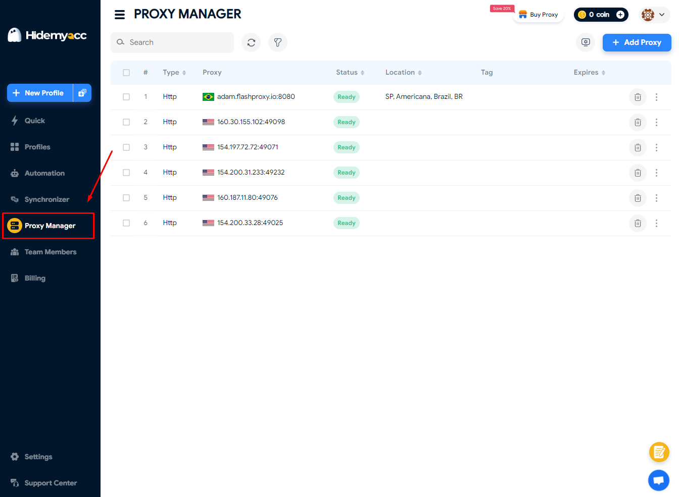 Hidemyacc proxy manager
