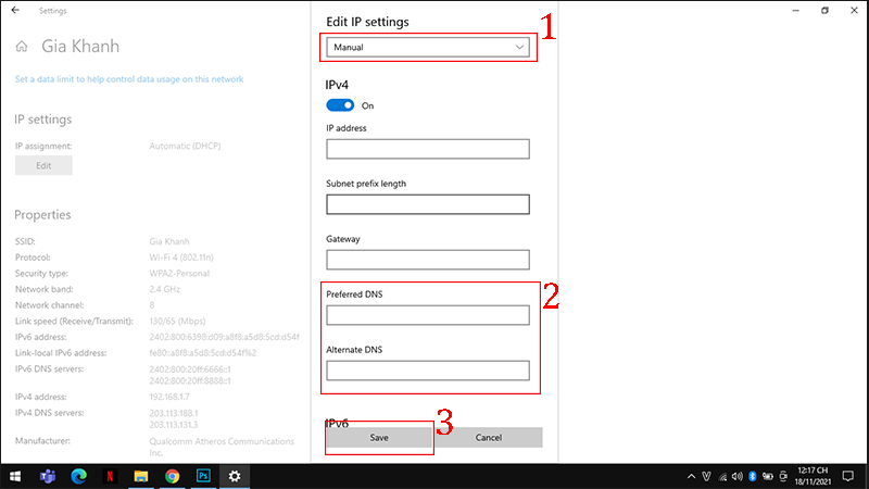 đổi dns win 10