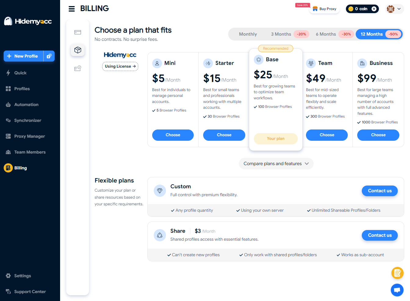 Hidemyacc pricing
