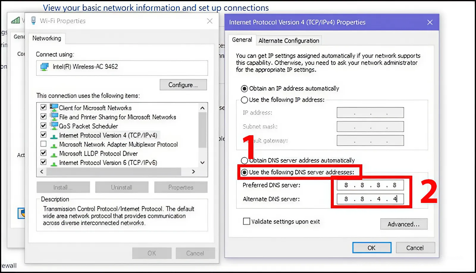 đổi dns win 10