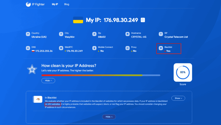 Kiểm tra proxy trên IPFighter