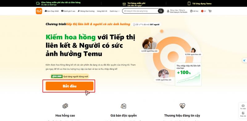 cách kiếm tiền từ Temu Affiliate